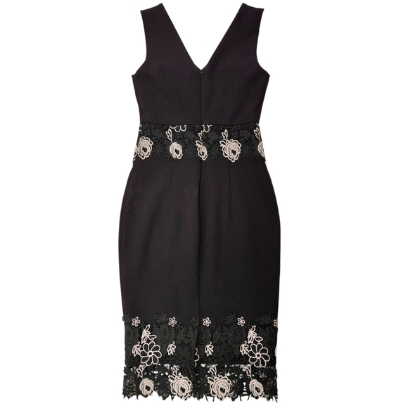 RW&CO Black and Cream Embellished V-Neck Sheath Dress - Picture 2 of 8